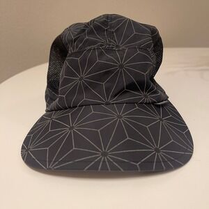 Montbell Geometric Pattern Mesh Back Cap Dark Gray Lightweight Adjustable M/L